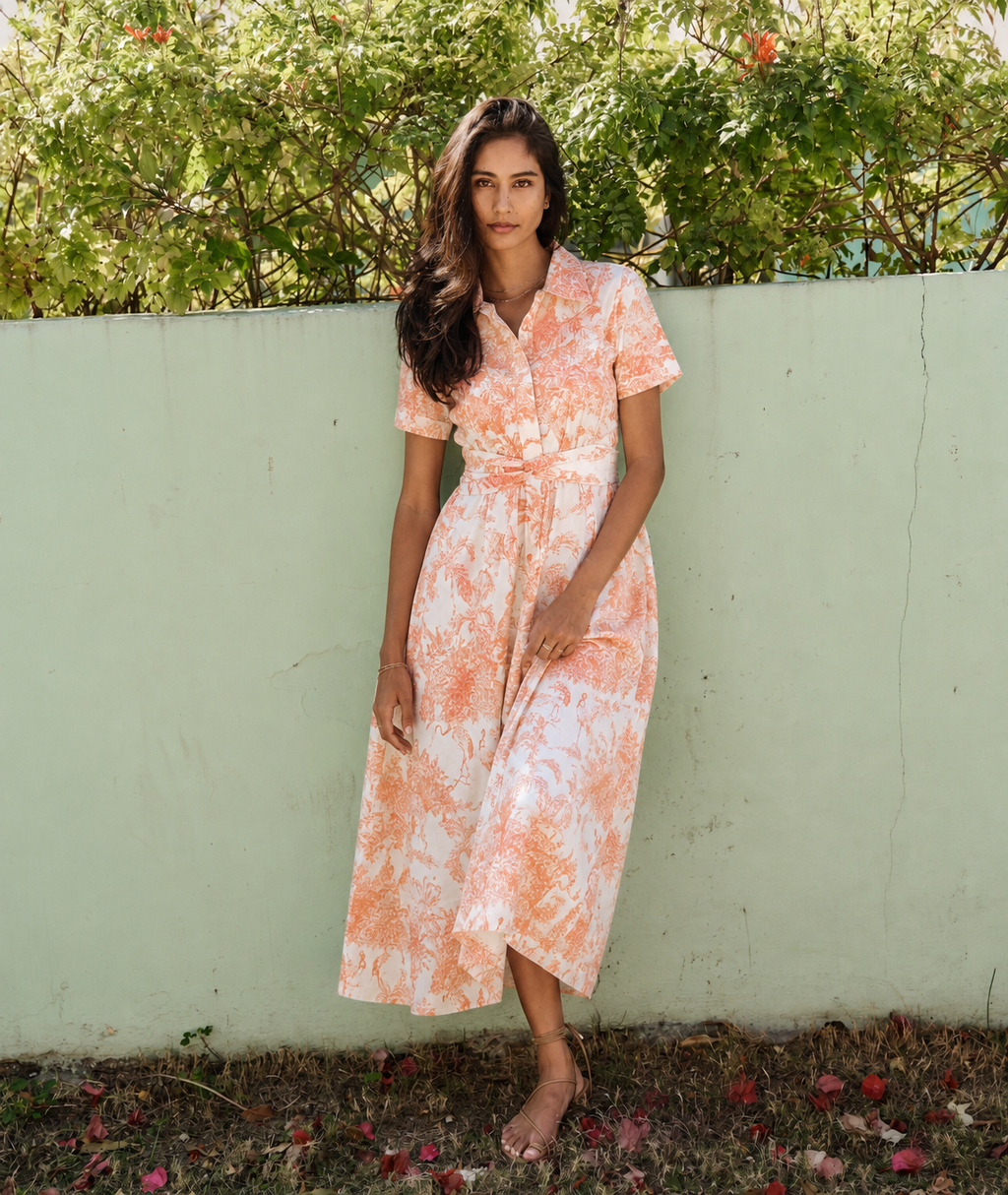 Peach Toile Dress