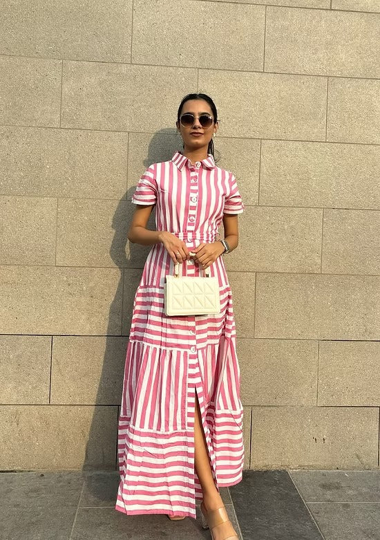 Rosy Stripe Dress