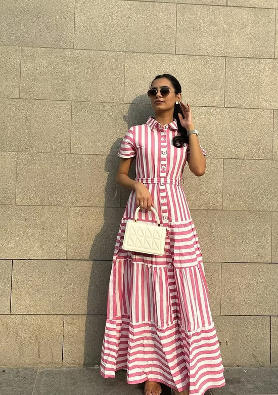 Rosy Stripe Dress