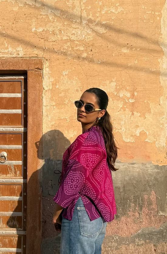 Leher Bandhani Top