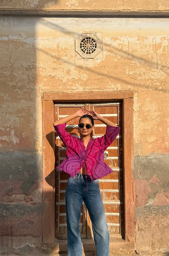 Leher Bandhani Top