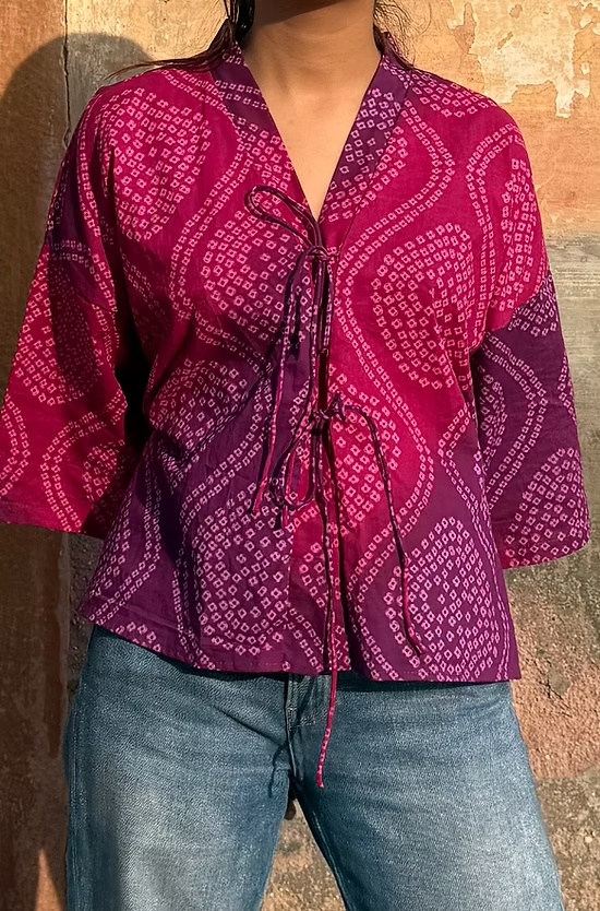 Leher Bandhani Top